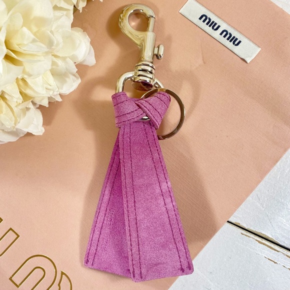 Miu Miu Purple Suede Leather Logo Bag Charm - Picture 4 of 7